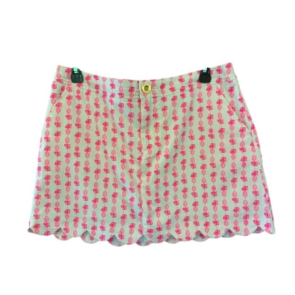 Lilly Pulitzer Skort Womens 6 Pink White Excellent Scalloped Pineapple Madison - Picture 6 of 6